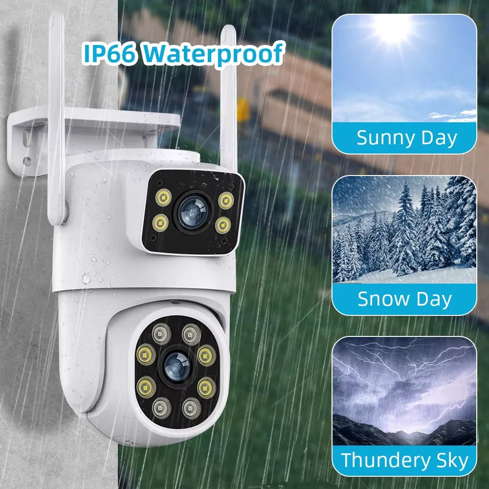 Outdoor 2MP Dual Lens Wireless PTZ CCTV Camera 1080P