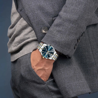 Men Watch Water Diamond Luxury. Quartz Business Watch