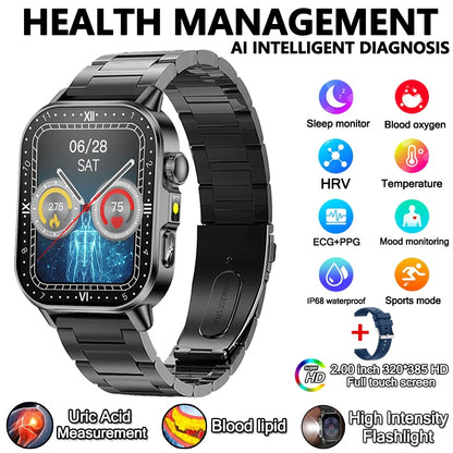 Health Analysis Smart Watch for Men & Women's ECG+PPG Bluetooth Call