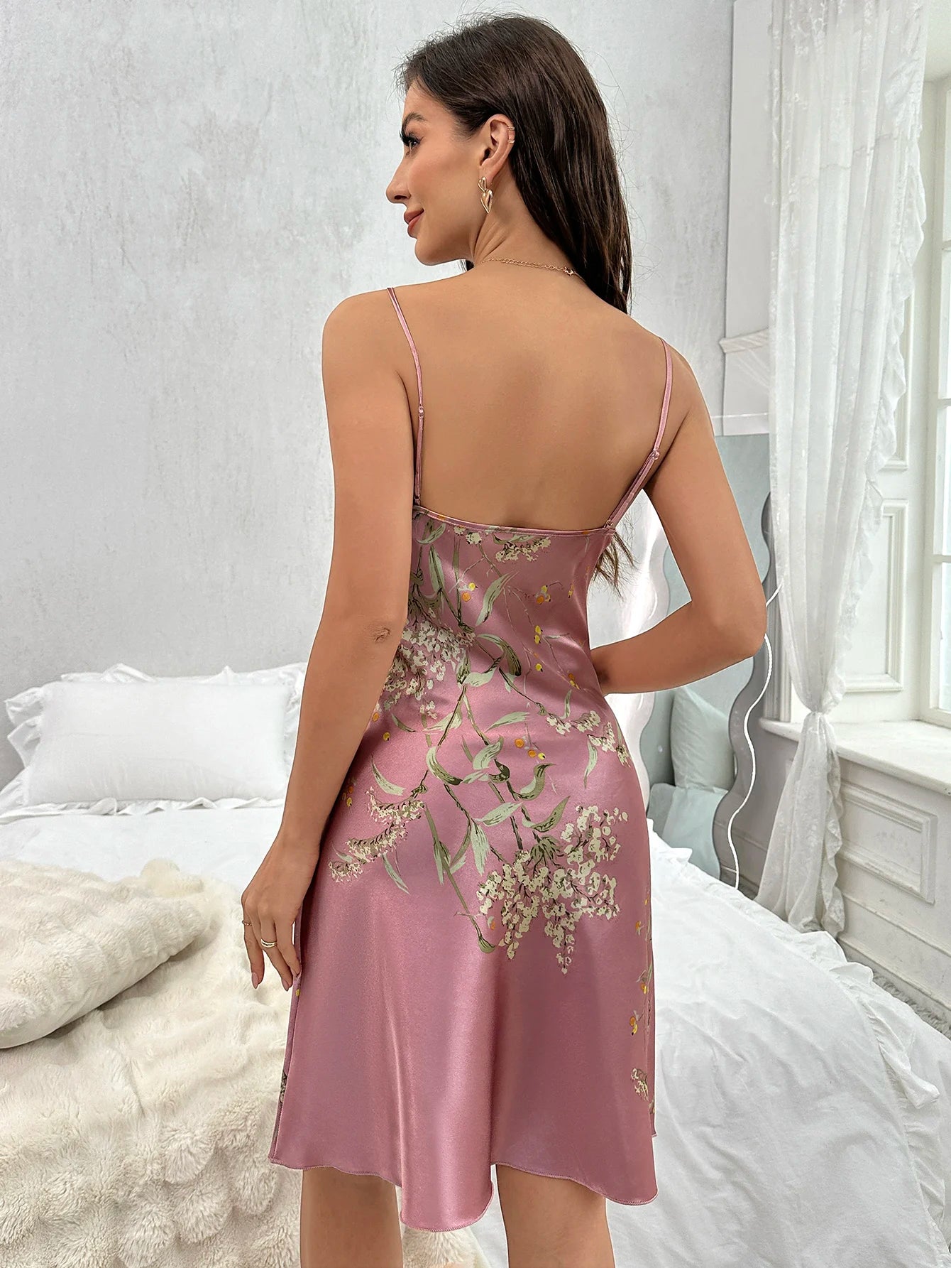 Floral Print Nightdress. Sleep Dress Women's Sleepwear  Dresses