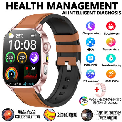 Health Analysis Smart Watch for Men & Women's ECG+PPG Bluetooth Call