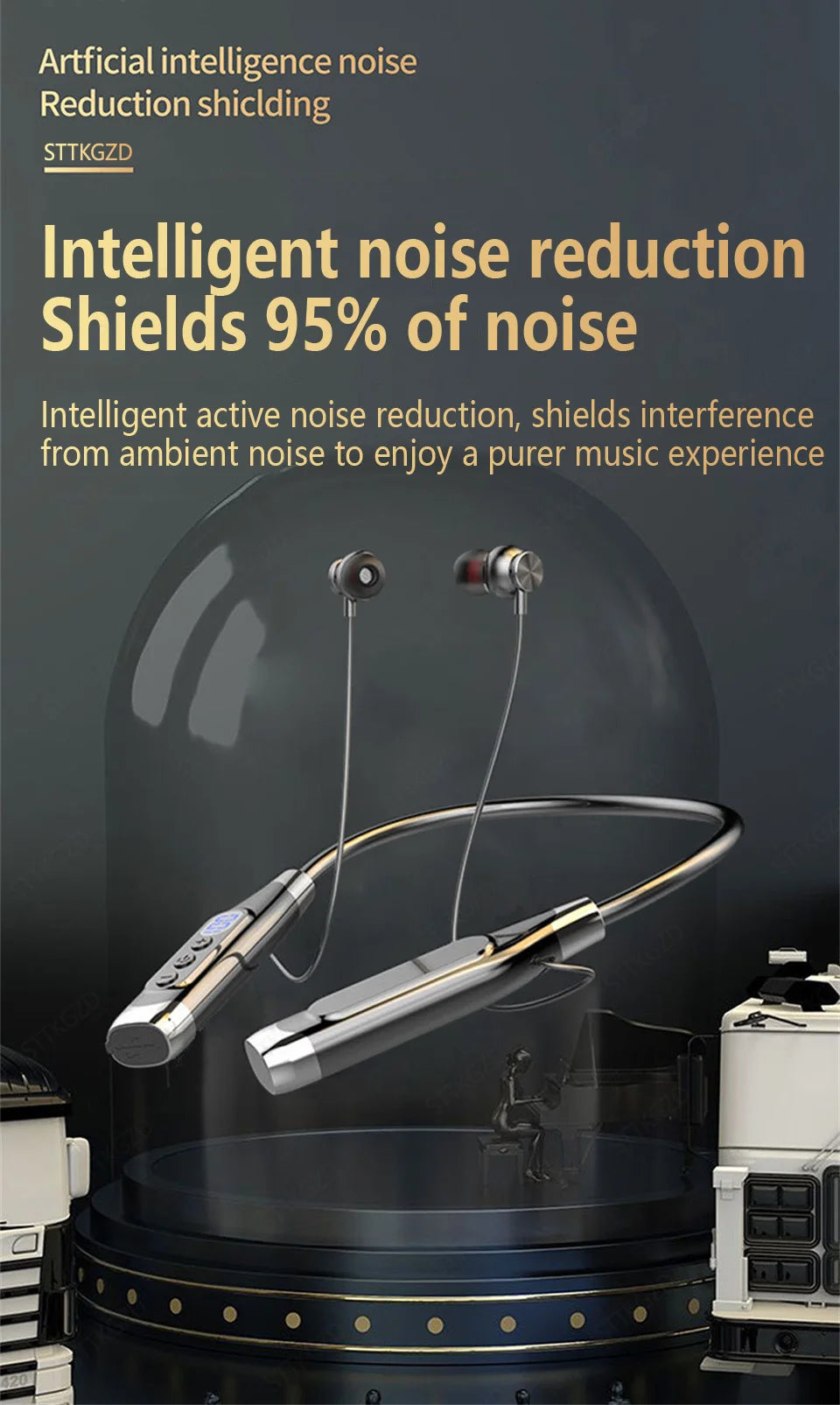 wireless neckband headphones designed