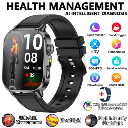 Health Analysis Smart Watch for Men & Women's ECG+PPG Bluetooth Call