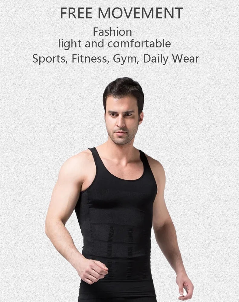 Men Body Shaper Slimming Compression. Tank Top Belly Control Weight Loss
