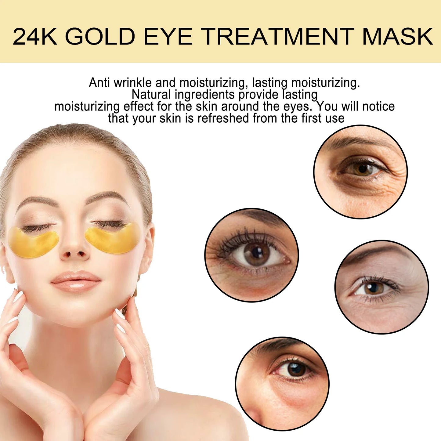 60 Pcs Eye Mask Pure Gold Anti-Aging