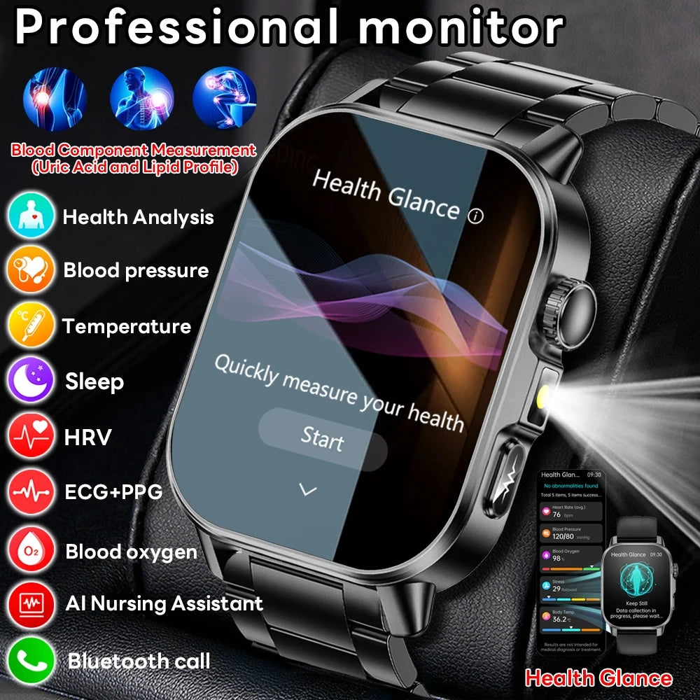 Health Analysis Smart Watch for Men & Women's ECG+PPG Bluetooth Call