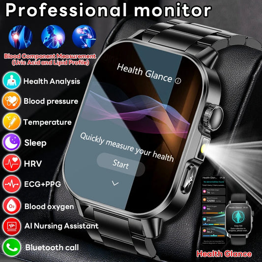 Health Analysis Smart Watch for Men & Women's ECG+PPG Bluetooth Call