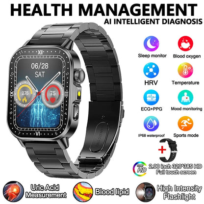 Health Analysis Smart Watch for Men & Women's ECG+PPG Bluetooth Call
