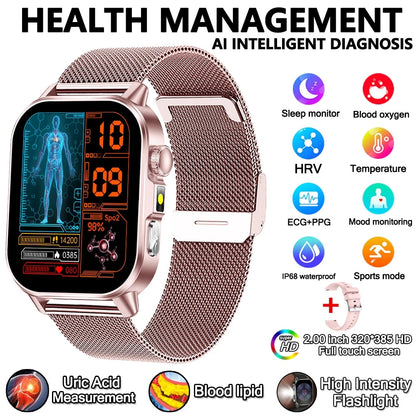 Health Analysis Smart Watch for Men & Women's ECG+PPG Bluetooth Call