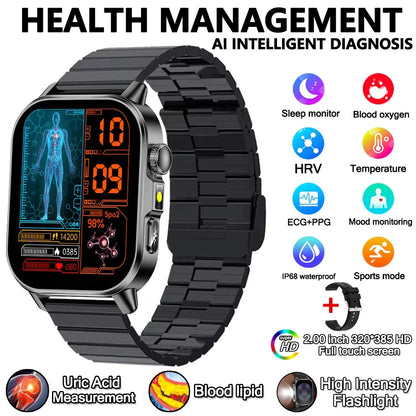 Health Analysis Smart Watch for Men & Women's ECG+PPG Bluetooth Call