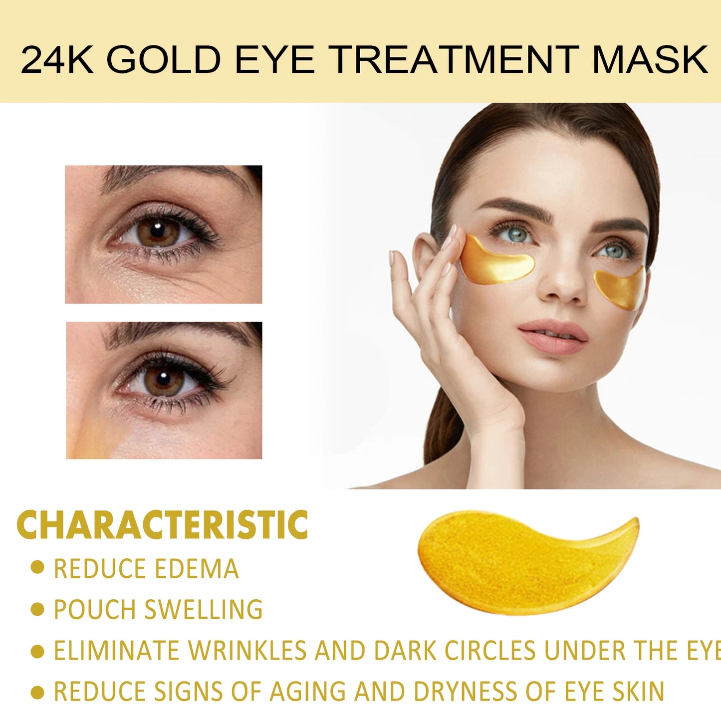60 Pcs Eye Mask Pure Gold Anti-Aging