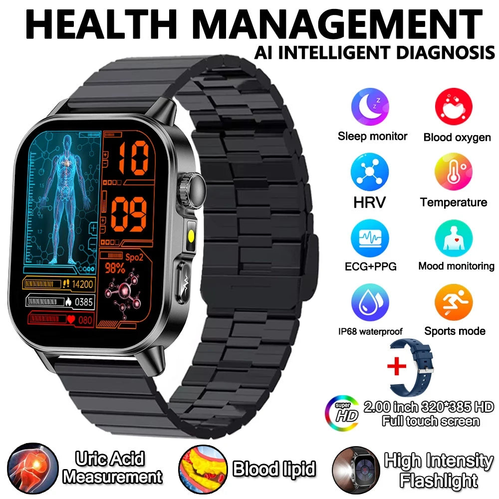 Health Analysis Smart Watch for Men & Women's ECG+PPG Bluetooth Call