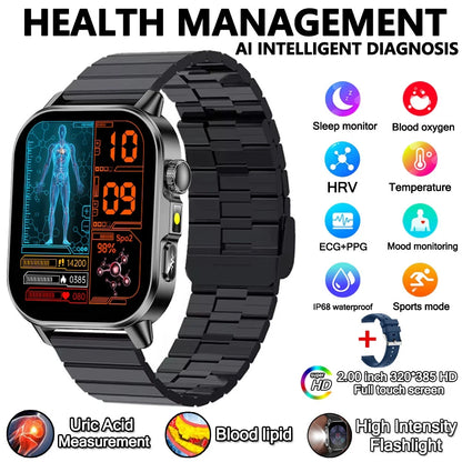 Health Analysis Smart Watch for Men & Women's ECG+PPG Bluetooth Call