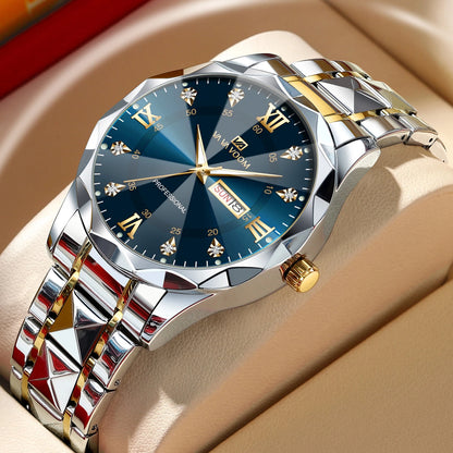 Men Watch Water Diamond Luxury. Quartz Business Watch