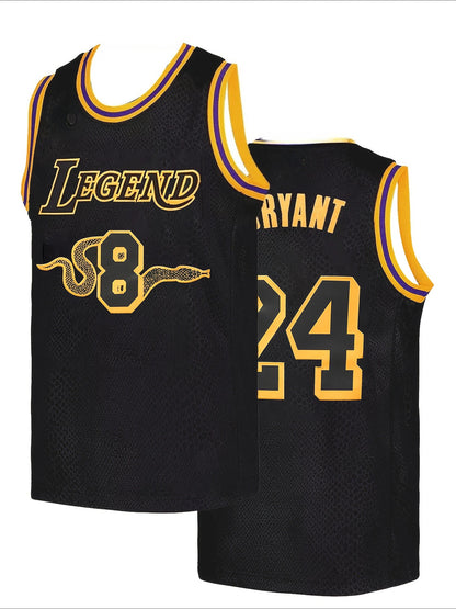 2026 Summer Men's #8 #24 Black Gold Sleeveless Basketball Jersey Snake Pattern Athletic Training Uniform Fashion Streetwear