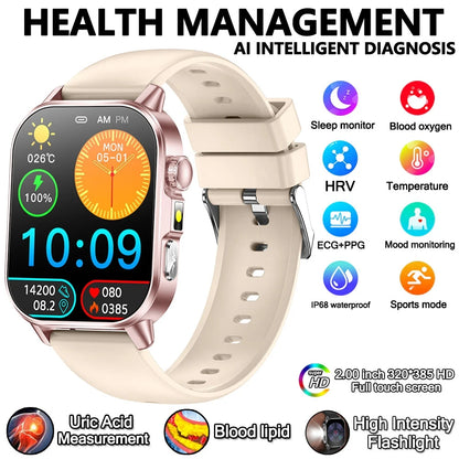 Health Analysis Smart Watch for Men & Women's ECG+PPG Bluetooth Call