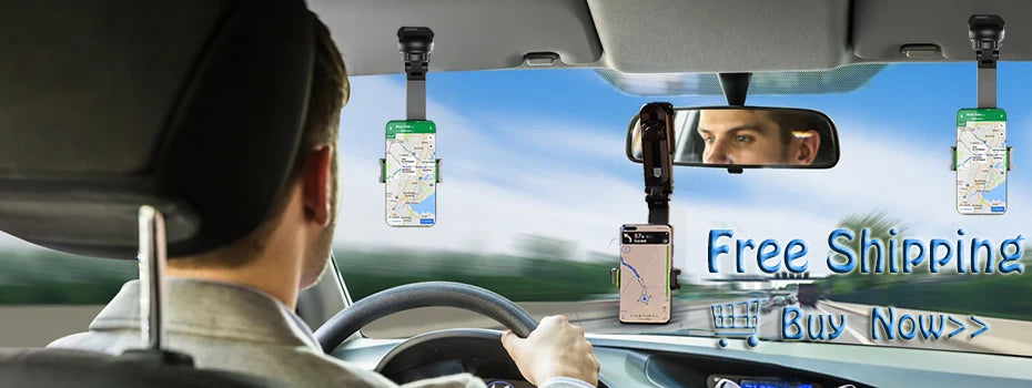 Telephone Car Holder 360 Degree Rotating Stand Rearview Mirror GPS Navigation Auto Phone Support Multifunctional Phone Holder