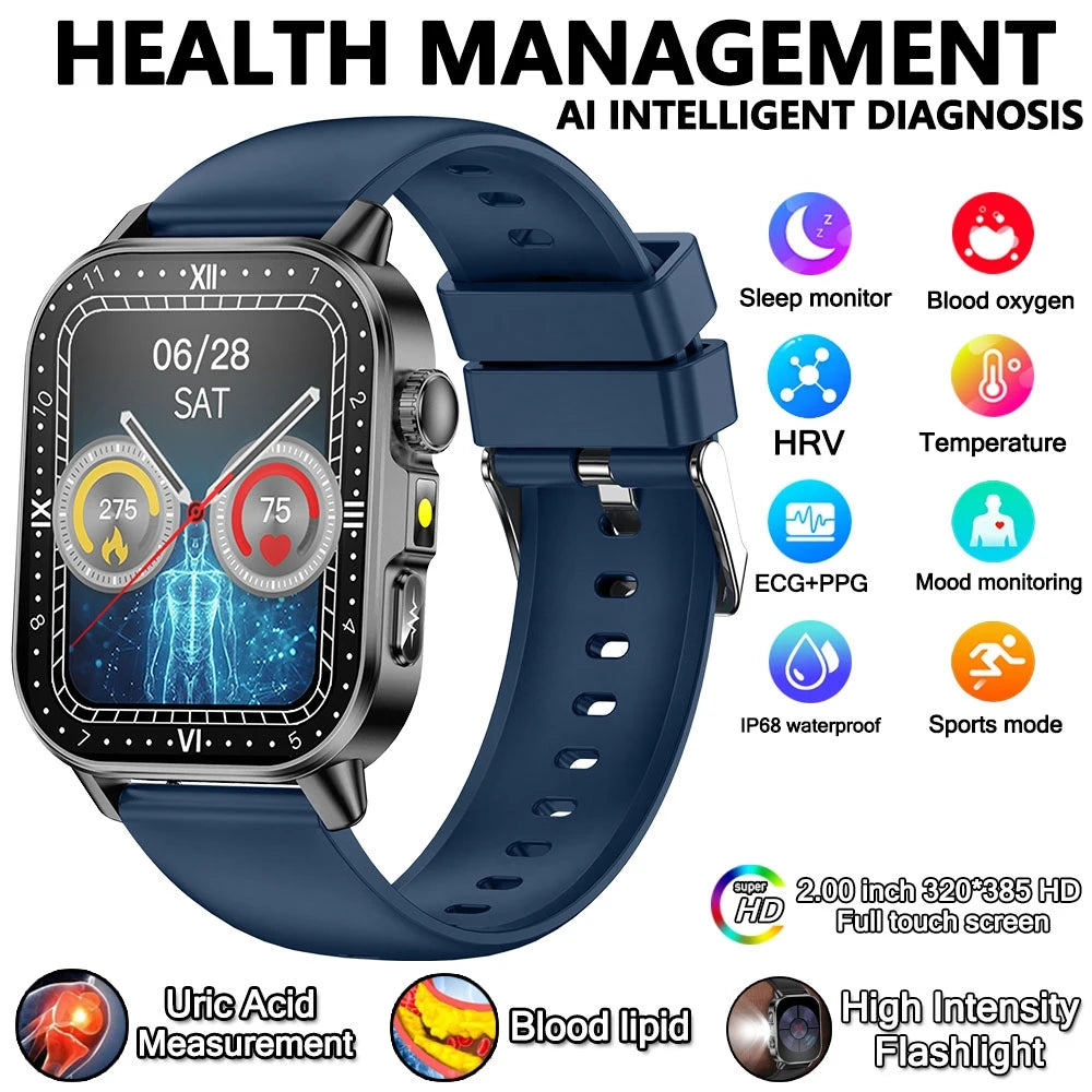 Health Analysis Smart Watch for Men & Women's ECG+PPG Bluetooth Call