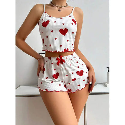 Women's Pajamas Set Sleepwear 2 PCS Short Tank Tops And Shorts