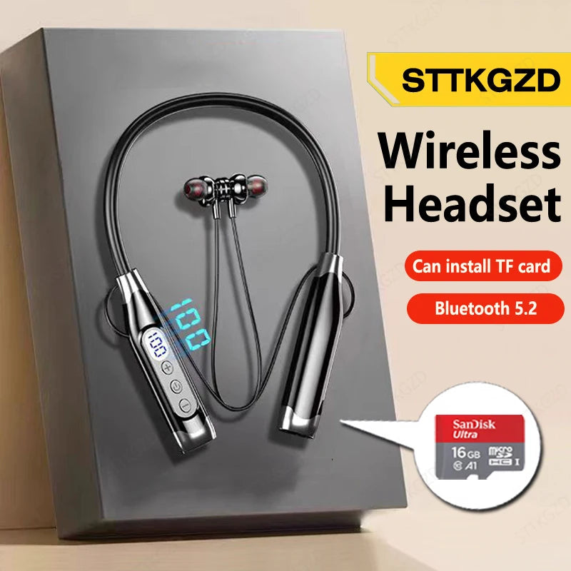 Wireless Headphones Neckband Bluetooth Earphone With Microphone
