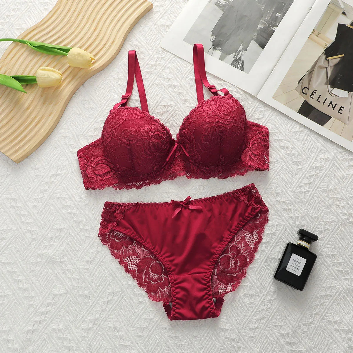 2-piece Sexy Underwear For Women's Flower Underwear