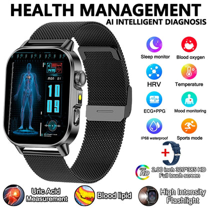 Health Analysis Smart Watch for Men & Women's ECG+PPG Bluetooth Call