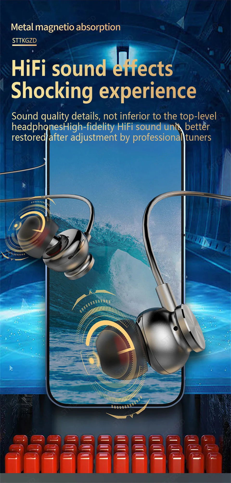 wireless neckband headphones designed