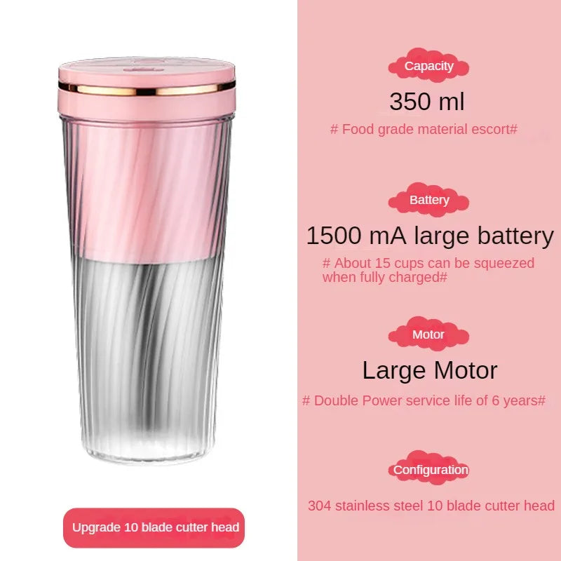 Portable Milkshake and Smoothie Blender 10 Blades Powerful Juice