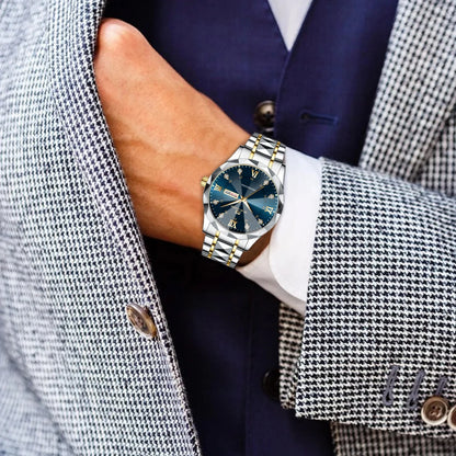 Men Watch Water Diamond Luxury. Quartz Business Watch