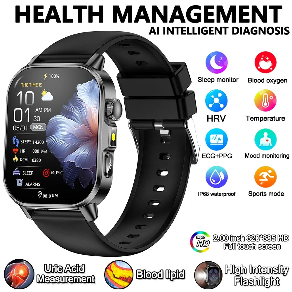 Health Analysis Smart Watch for Men & Women's ECG+PPG Bluetooth Call