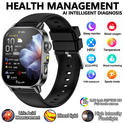 Health Analysis Smart Watch for Men & Women's ECG+PPG Bluetooth Call