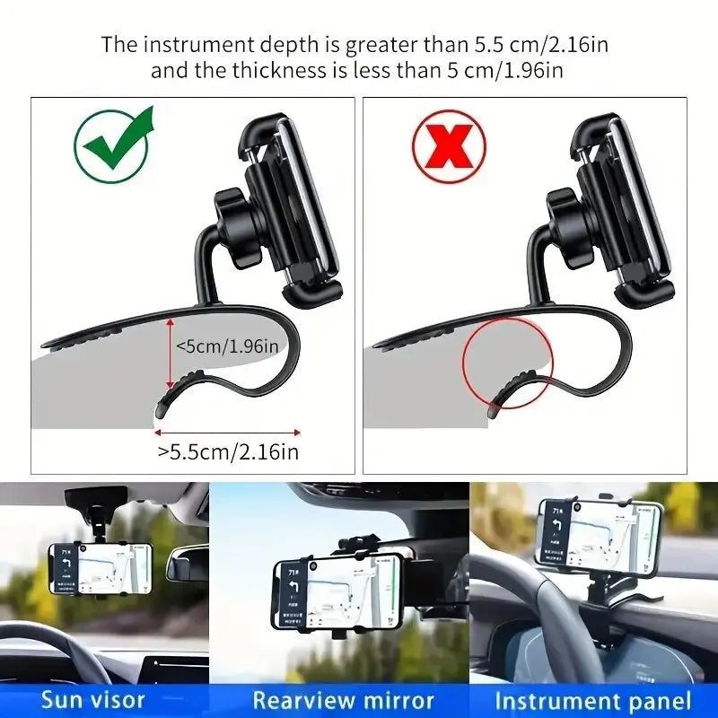 Car Phone Holder. Car Multi-function. Mobile Phone Holder Rearview Mirror Navigation Bracket GPS Support